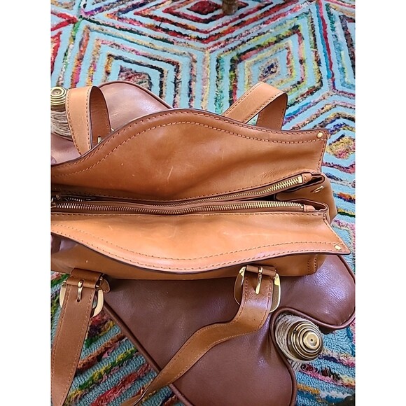 Vintage Michael Kors Standford Tan Leather Satchel Saddle Bag Handbag - Picture 10 of 15
